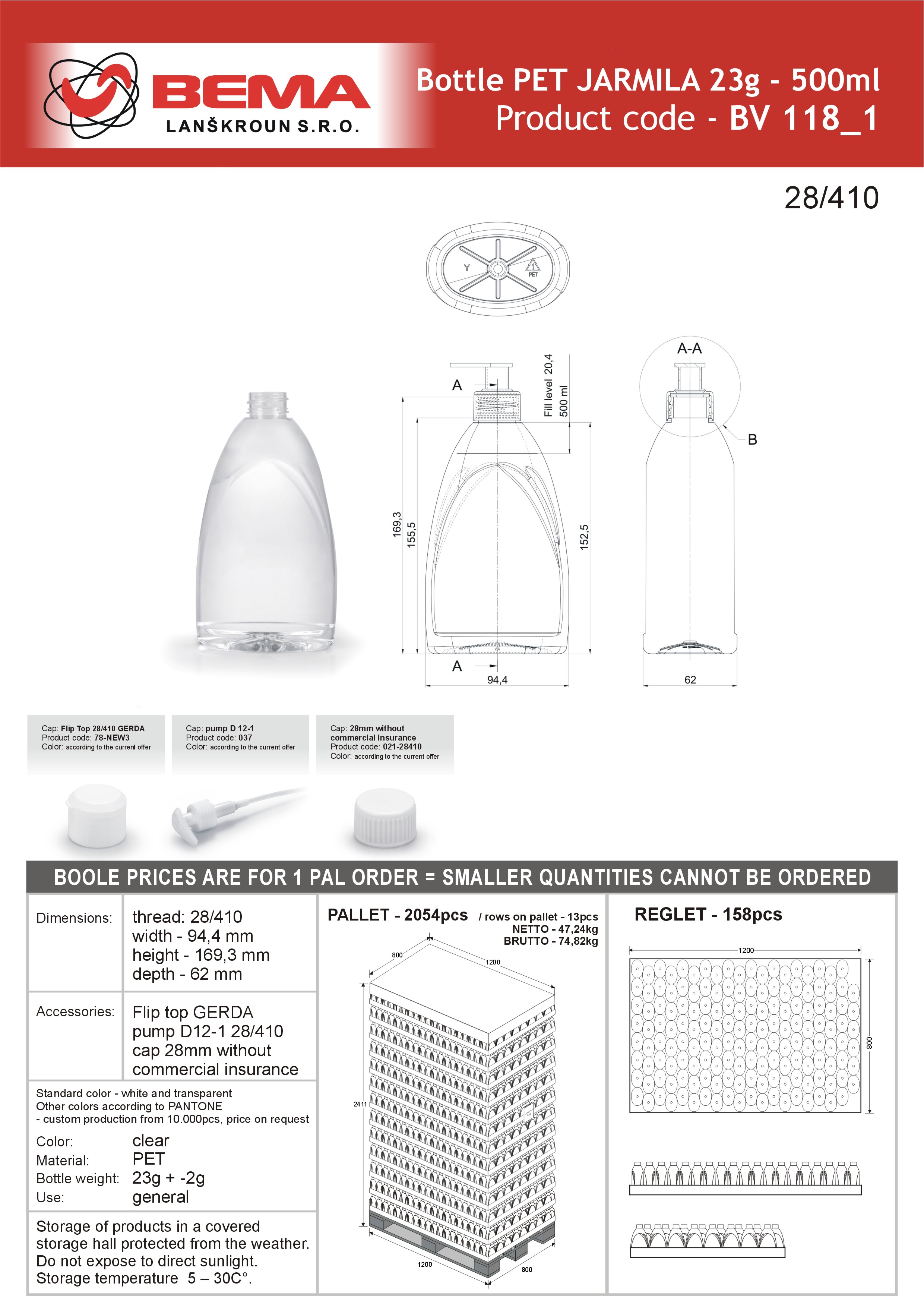 Lahev Jarmila 28-410 500ml 7-1-2021